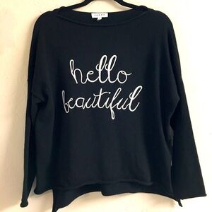 Gilli “Hello Beautiful” Oversized Sweater Size Medium Black White